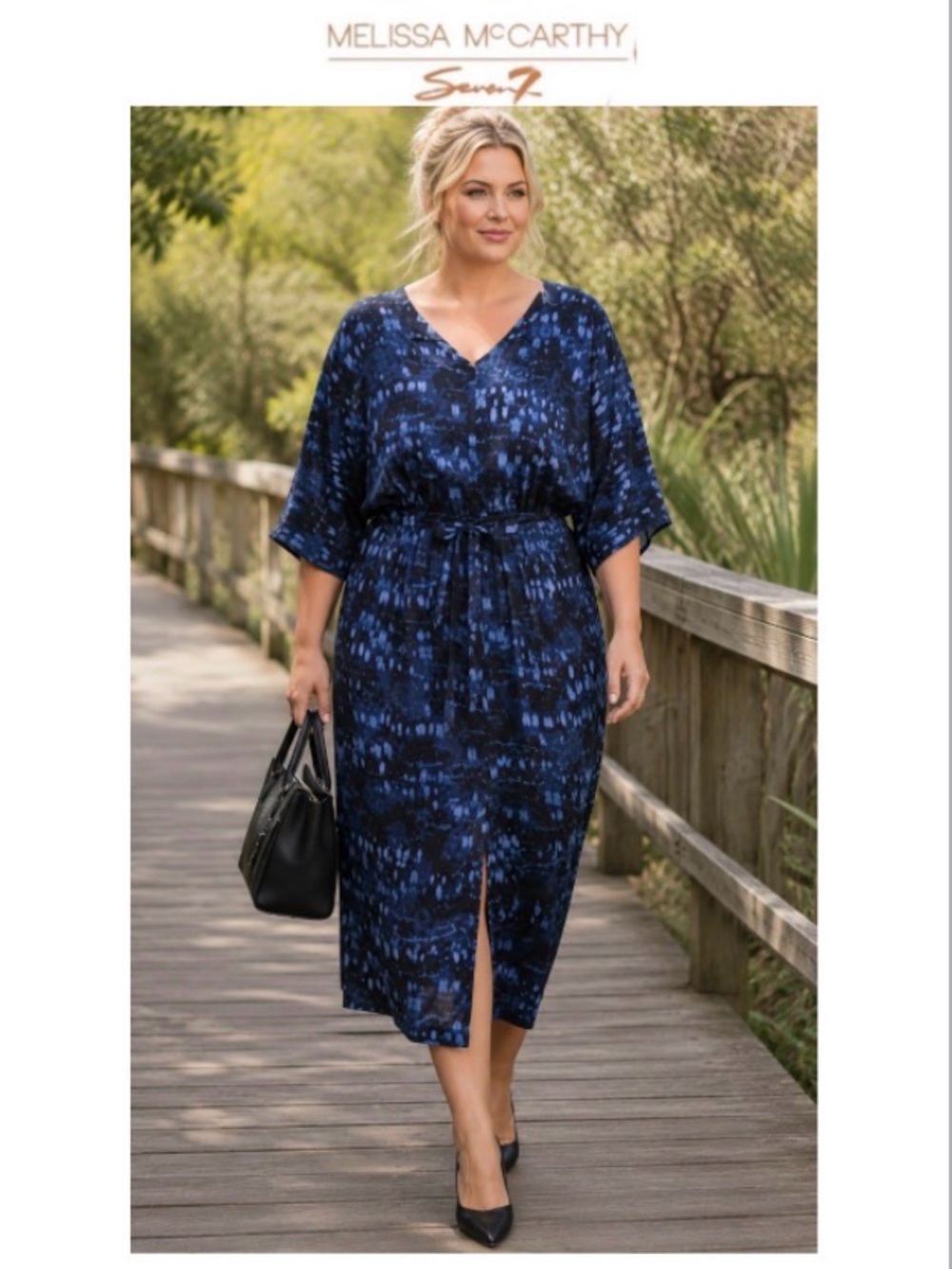 3X Melissa McCarthy Rhythm Blues Maxi Dress with Drawstring Tie Belt